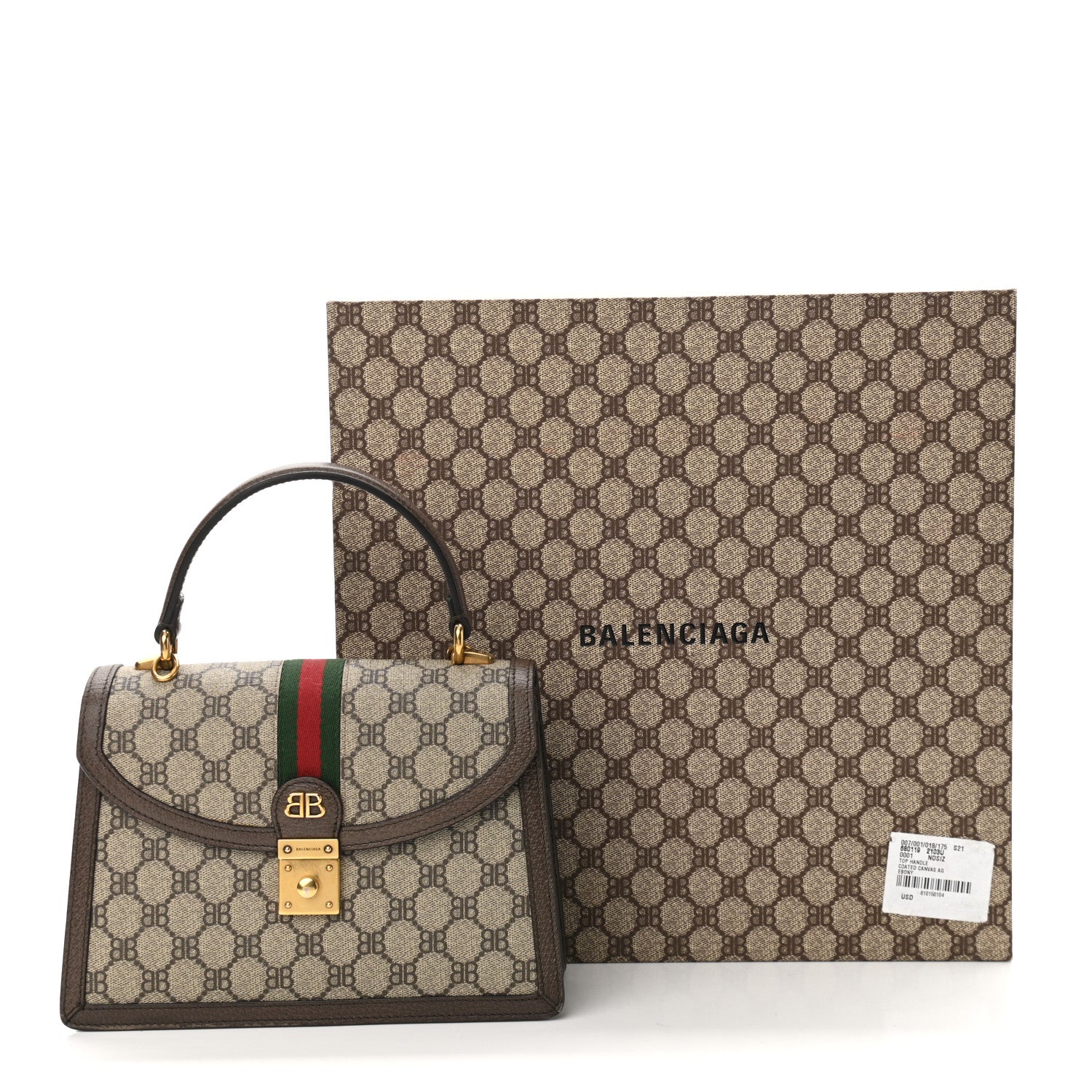 Gucci X BALENCIAGA BB Supreme Monogram Web Small Top Handle Bag