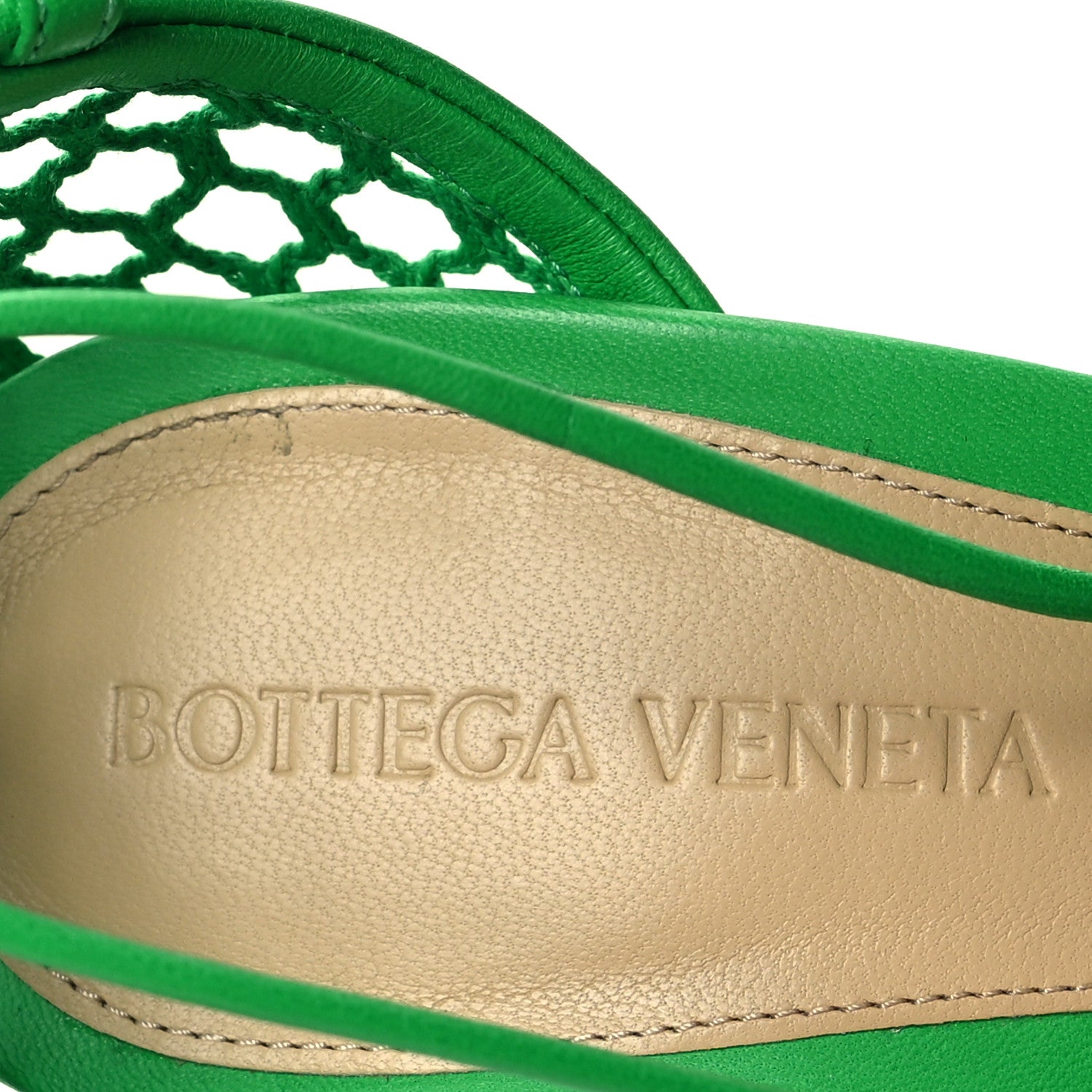 Bottega Veneta Mesh Nappa Stretch Ankle Tie 90mm Sandals 36.5 Grass 7 of 9