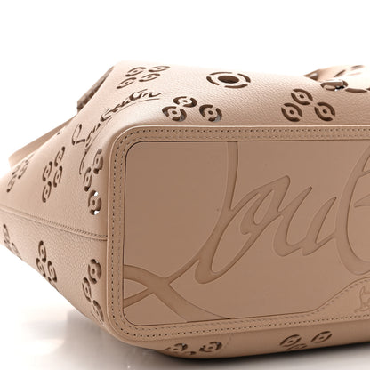 Christian Louboutin Calfskin Perforated Loubinthesky Small Cabarock Spikes Tote Beige 8 of 9