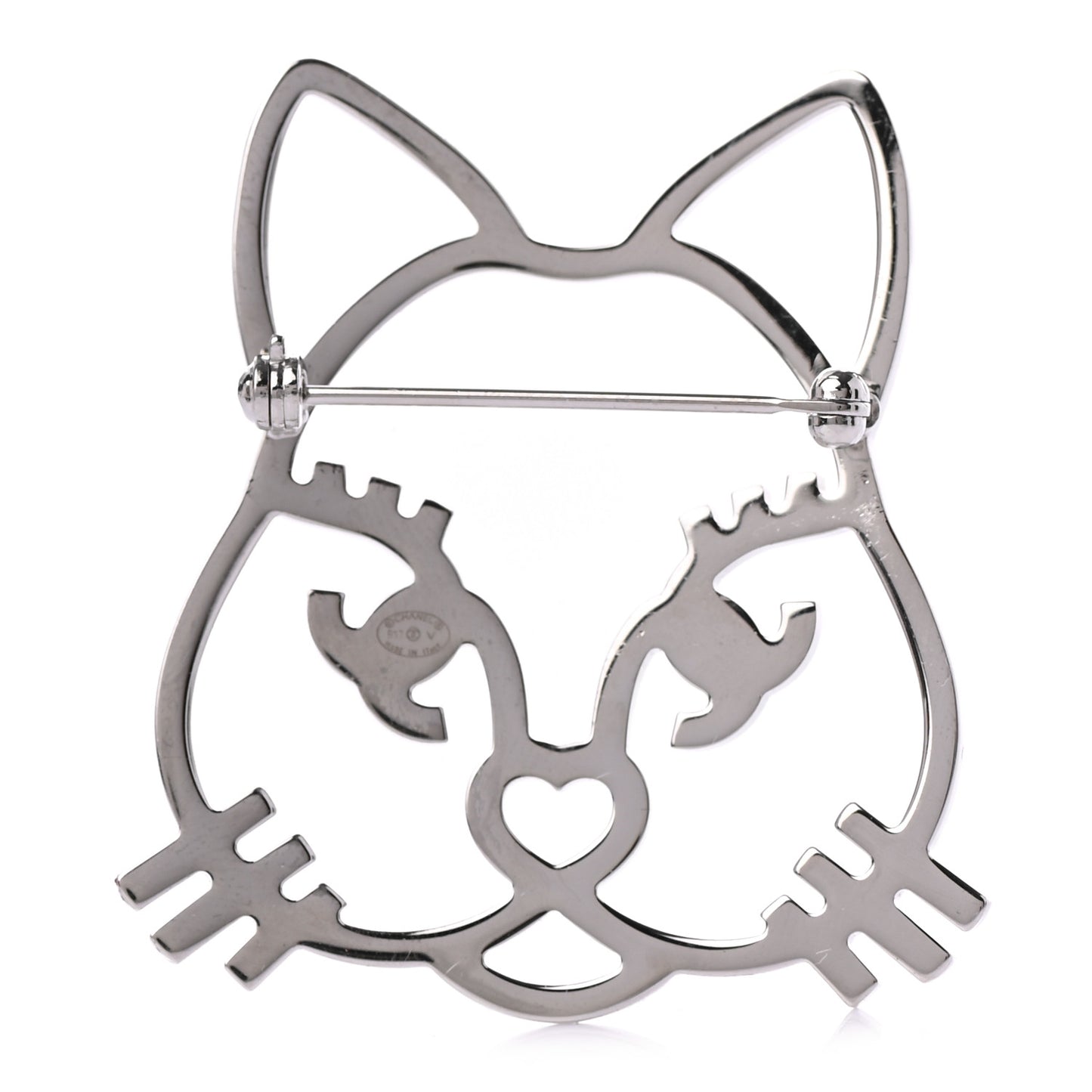 Strass Crystal Emoji Choupette Cat Brooch Silver