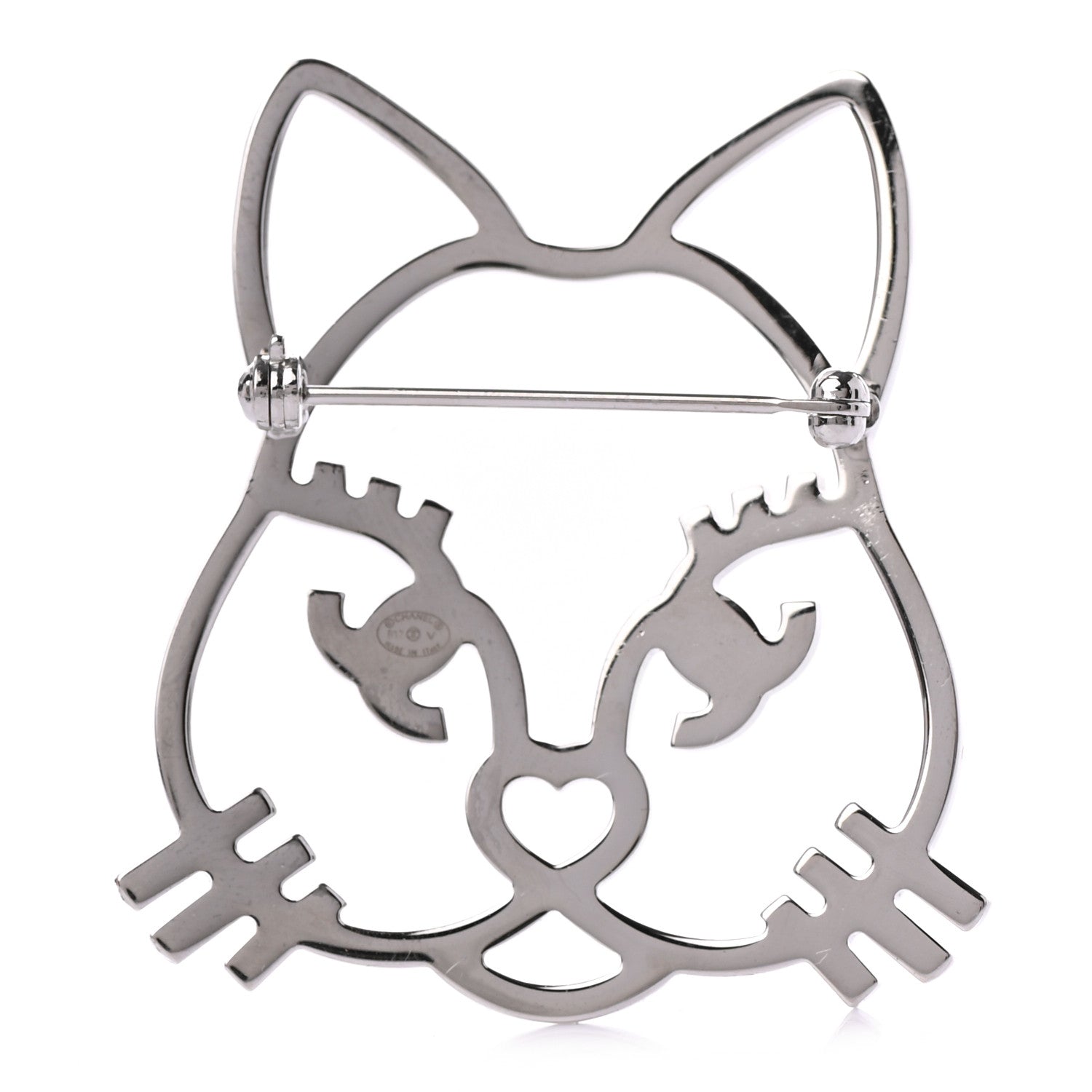 Chanel Strass Crystal Emoji Choupette Cat Brooch Silver 3 of 4