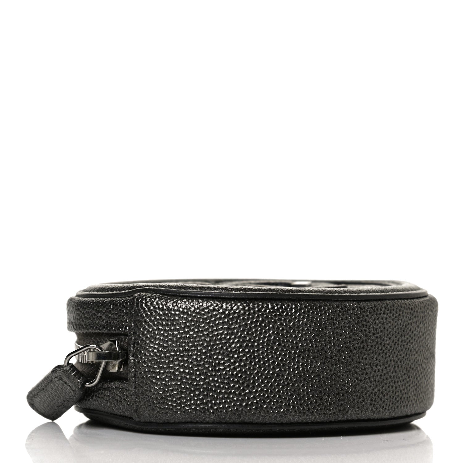 Chanel Metallic Caviar Quilted Filigree Zip Around Classic Coin Purse Dark Silver 4 of 10