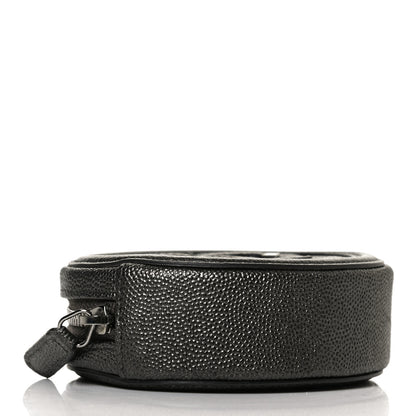 Chanel Metallic Caviar Quilted Filigree Zip Around Classic Coin Purse Dark Silver 4 of 10