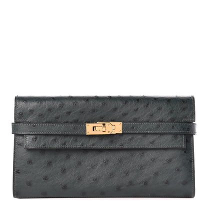 Hermes Ostrich Kelly Longue Wallet Vert Titien 1 of 8