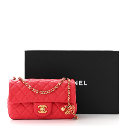 Chanel Lambskin Quilted Mini Rectangular Pearl Crush Flap Red 11 of 11