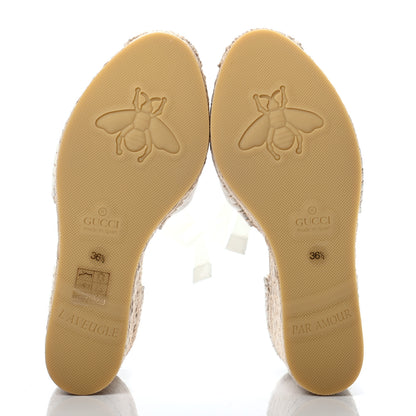 Gucci Nappa Matelasse GG Marmont Ankle Wrap Platform 35/120mm Espadrille Wedges 36.5 Great White 5 of 8