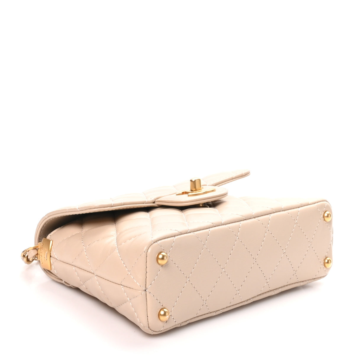 Chanel Lambskin Quilted Small Flap Top Handle Bag Beige 4 of 11