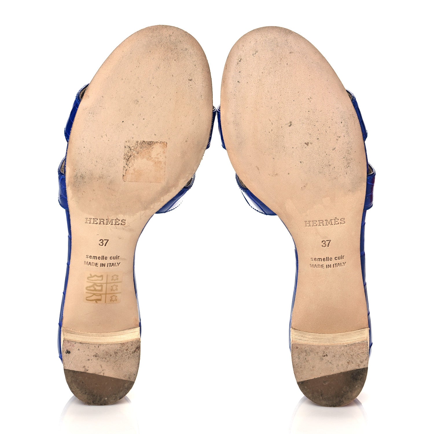 Hermes Shiny Alligator Oasis Sandals 37 Bleu Electrique 5 of 13