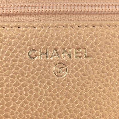 Chanel Pearly Caviar Quilted Wallet On Chain WOC Gold 6 of 11