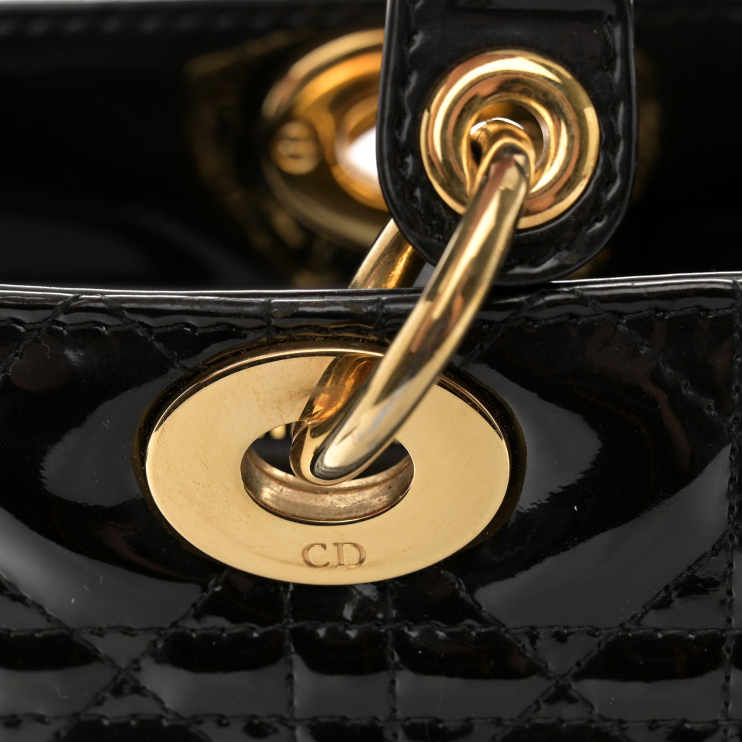 Patent Cannage Large Lady Dior Black