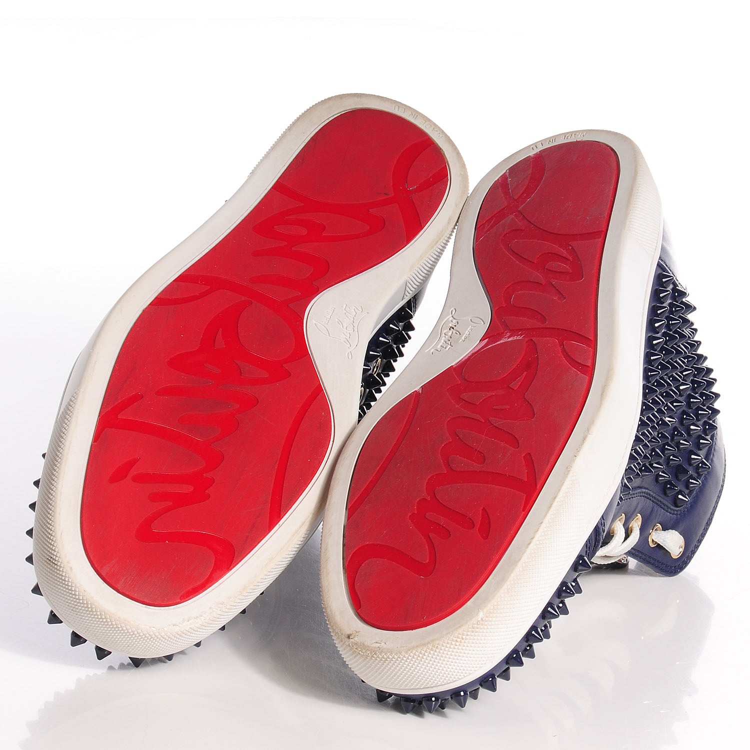 Christian Louboutin Mens Calfskin Louis Spikes Flat Sneakers 42.5 Blue Denim 5 of 8