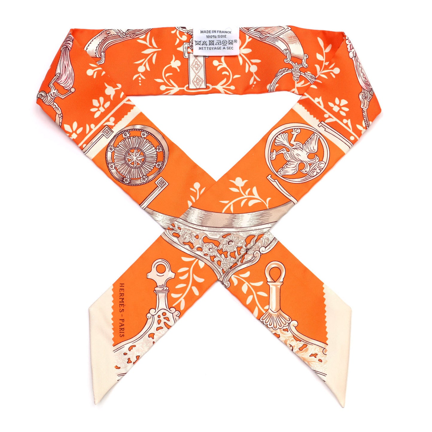 Silk Etriers Remix Twilly Orange Creme Beige
