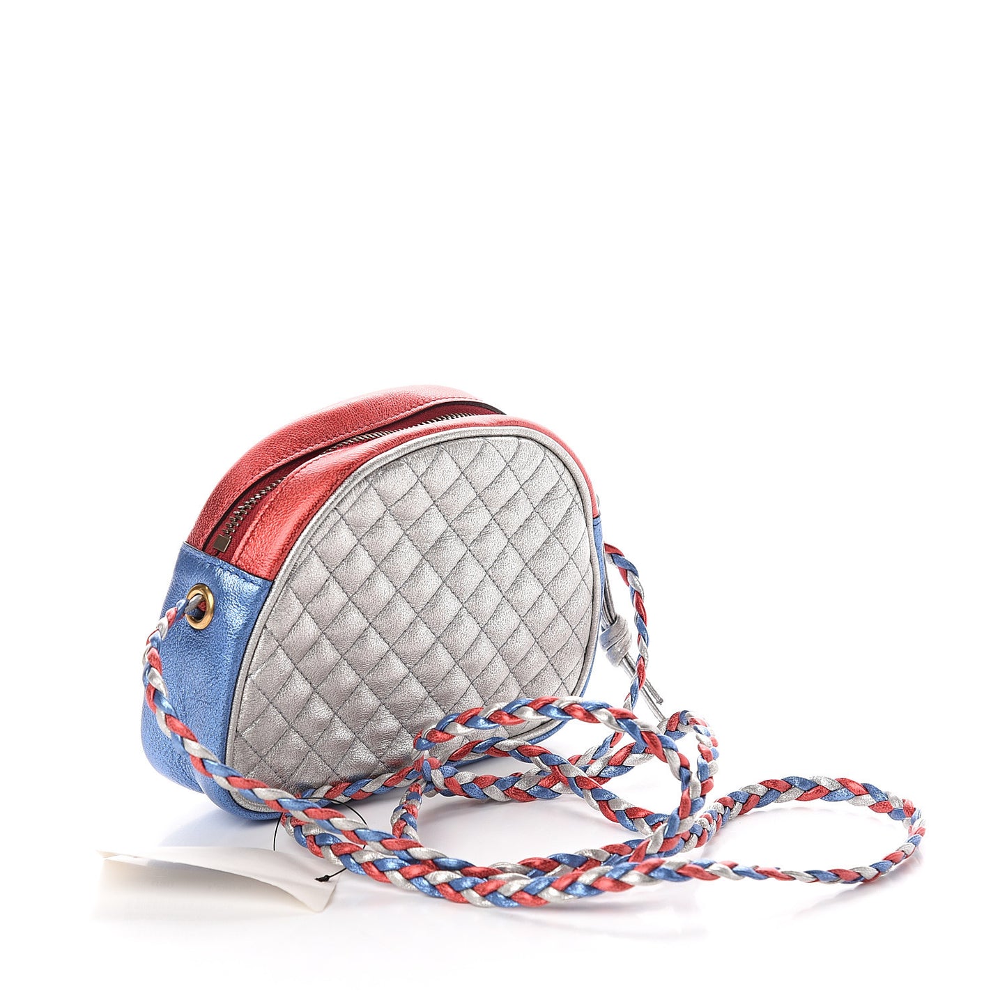 Laminated Nappa Trapuntata Mini Zumi Dome Shoulder Bag Rosso Marine Argento