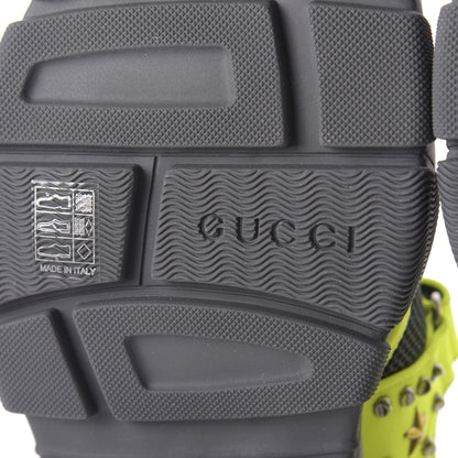 Gucci Technical Canvas Calfskin Studded Mens Aguru Sandals 10 Neon Yellow 8 of 9