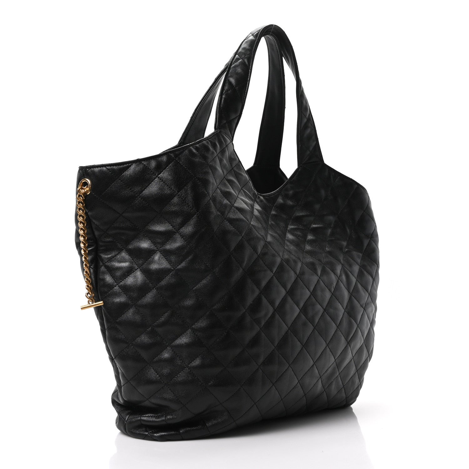 Saint Laurent Lambskin Quilted Maxi Icare Shopping Tote Black 3 of 10