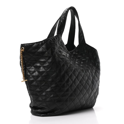 Saint Laurent Lambskin Quilted Maxi Icare Shopping Tote Black 3 of 10