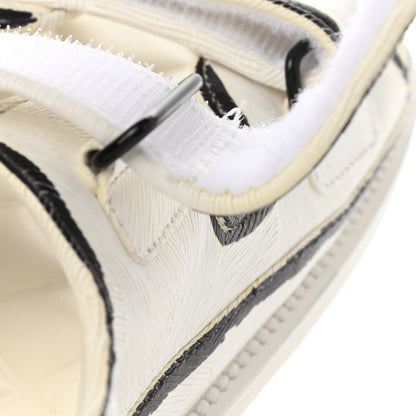 Chanel Calfskin Printed Velcro Dad Sandals 36.5 White Black 10 of 11