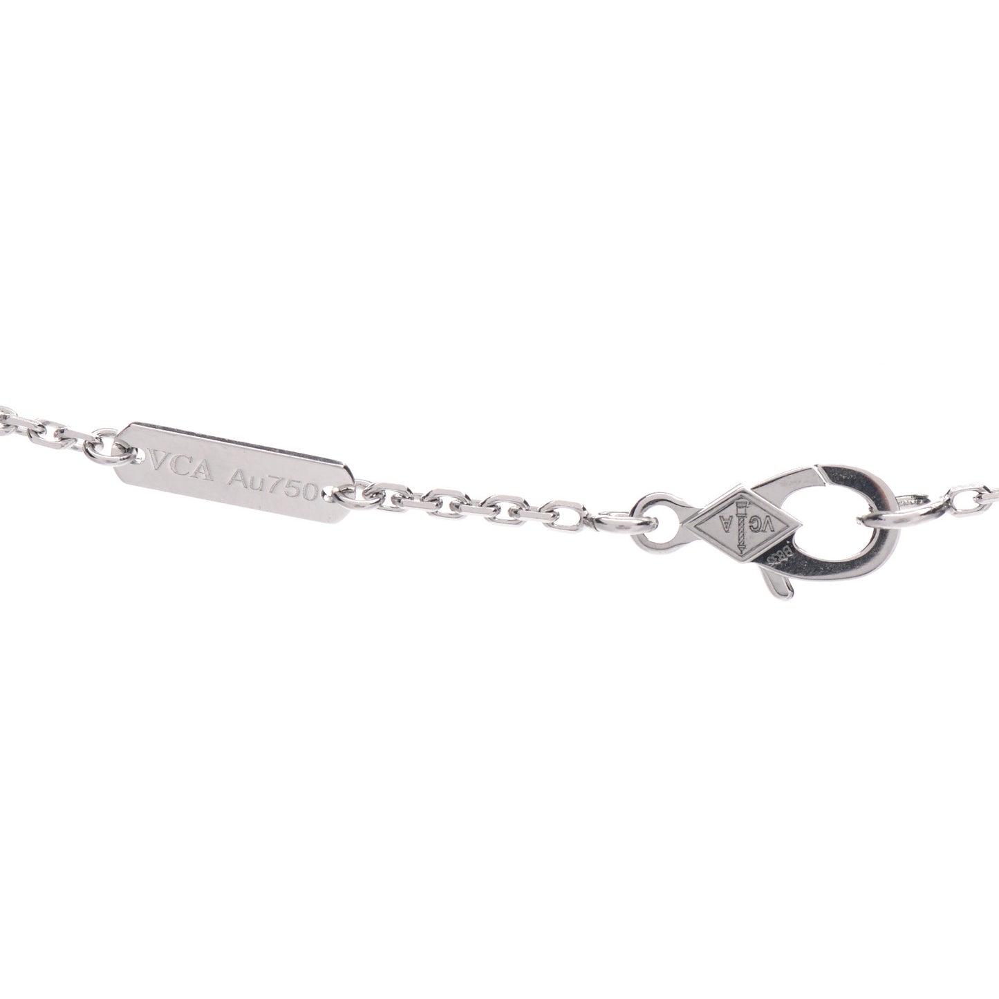 18K White Gold Mother of Pearl Vintage Alhambra Pendant Necklace