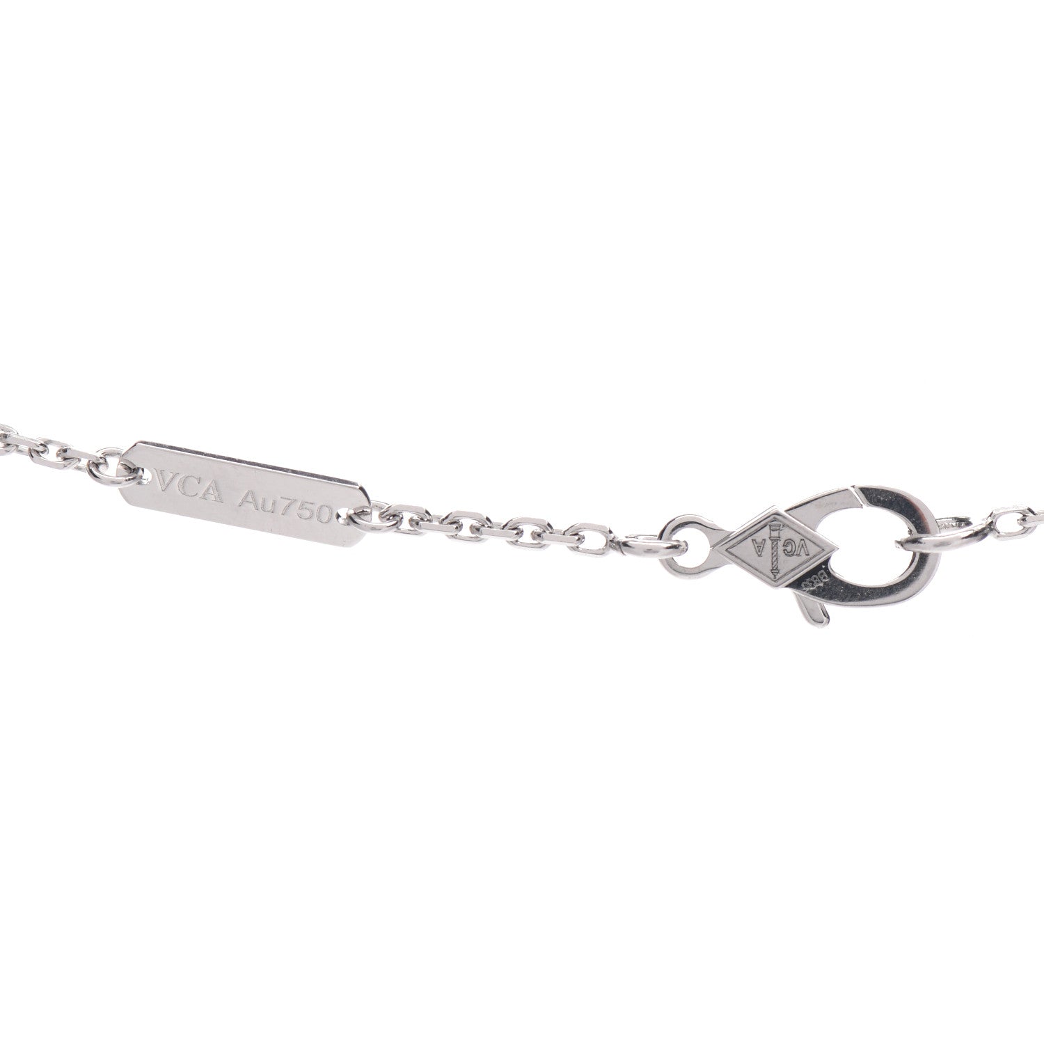 Van Cleef & Arpels 18K White Gold Mother of Pearl Vintage Alhambra Pendant Necklace 4 of 5