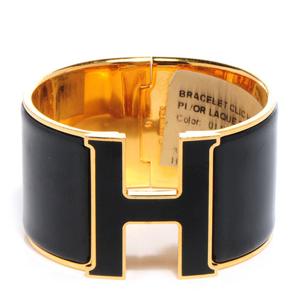 Hermes Enamel Extra Wide Clic Clac H Bracelet PM Black 1 of 5