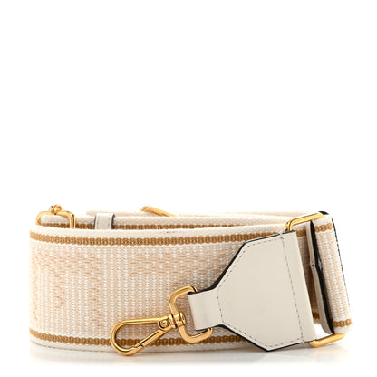 Fendi Cannete Ribbon Poly Vitello Century Logo Adjustable Strap You White Garza Ecru 1 of 6