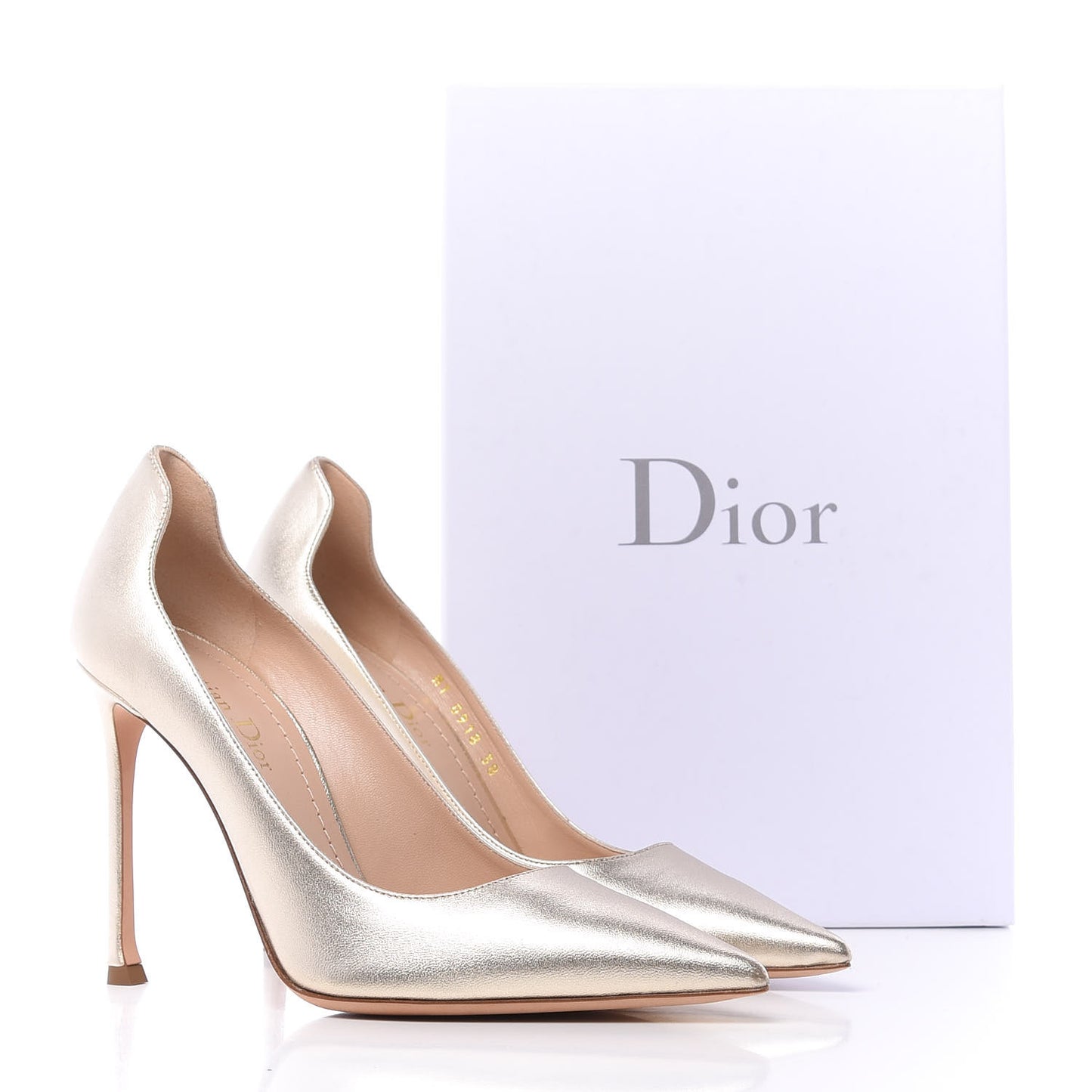 Metallic Lambskin D-Moi Pumps 38 Gold