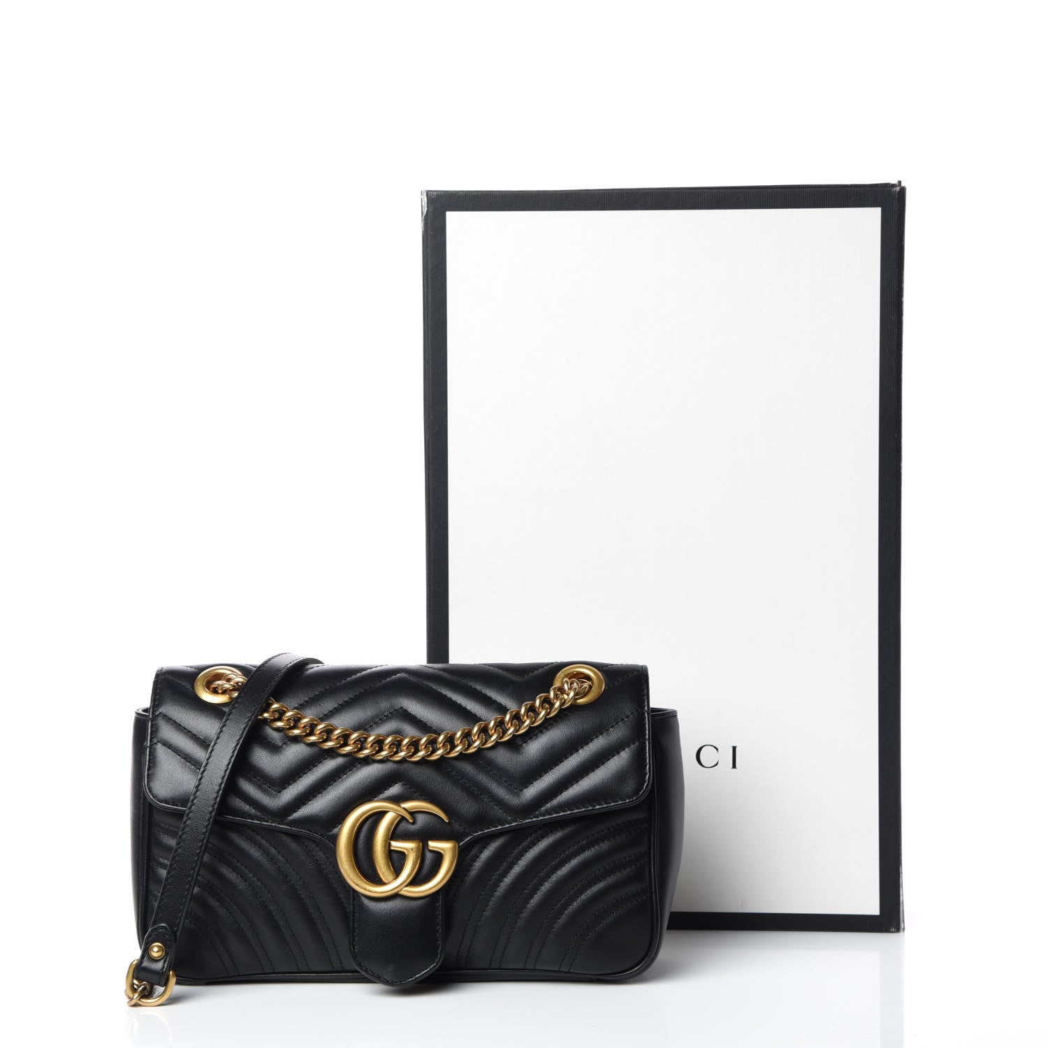 Gucci Calfskin Matelasse Small GG Marmont Shoulder Bag Black 12 of 12