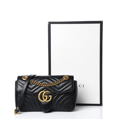 Gucci Calfskin Matelasse Small GG Marmont Shoulder Bag Black 12 of 12