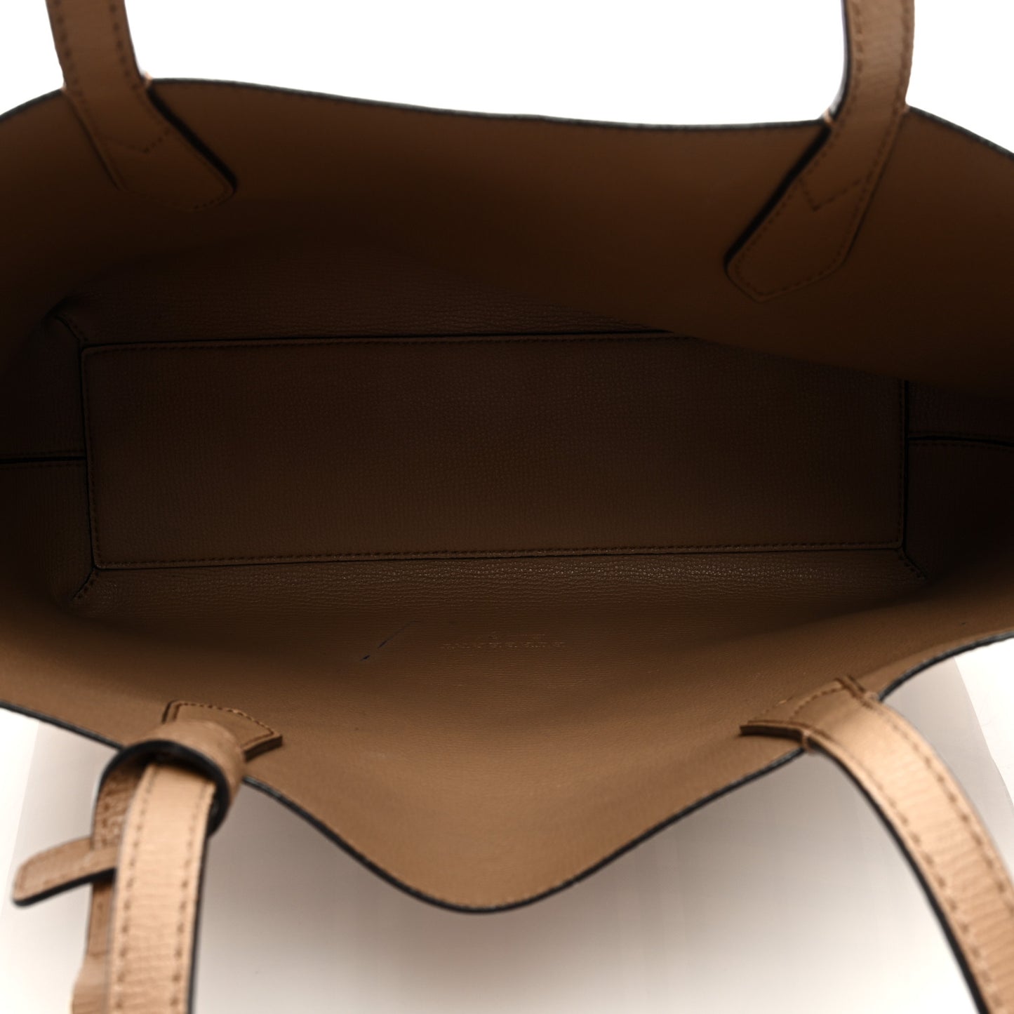 Grainy Calfskin Haymarket Check Small Reversible Tote Mid Camel