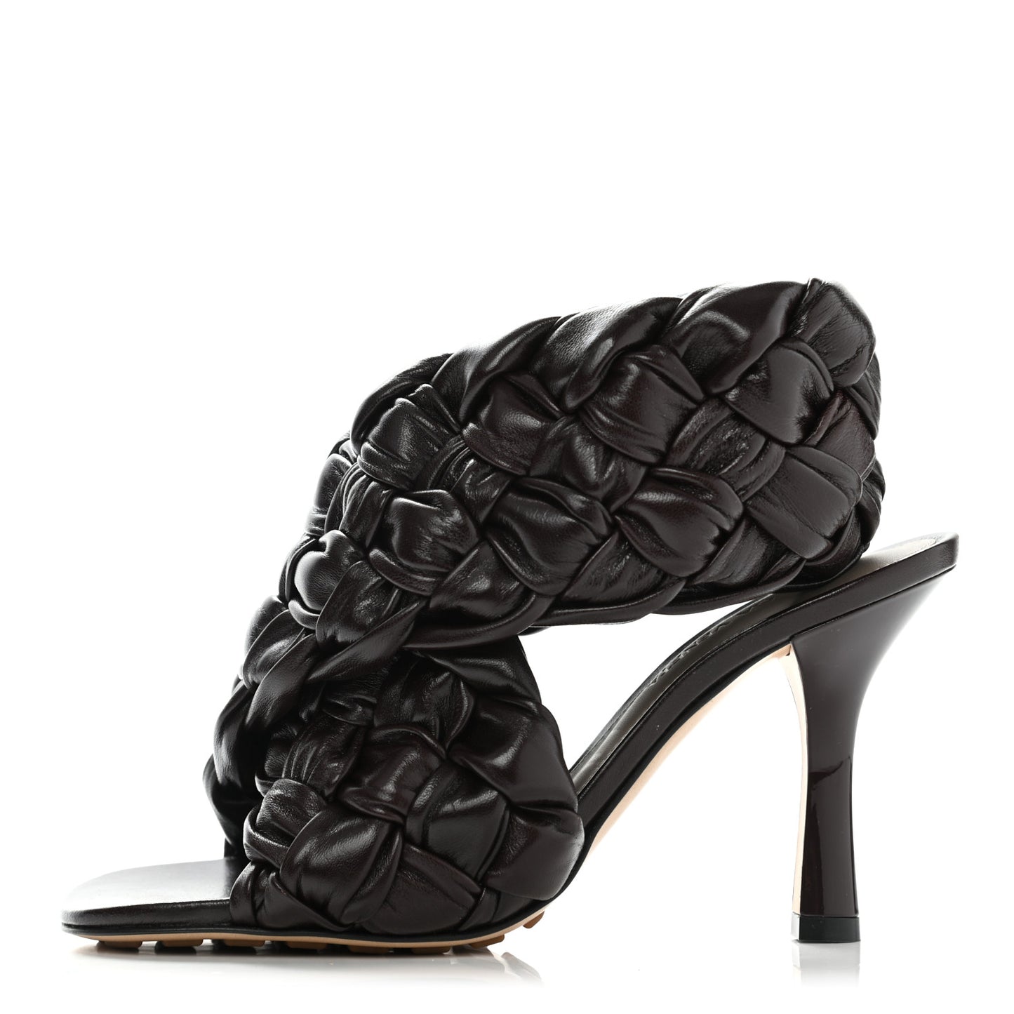 Shiny Nappa Intrecciato The Board Sandals 36 Chocolate