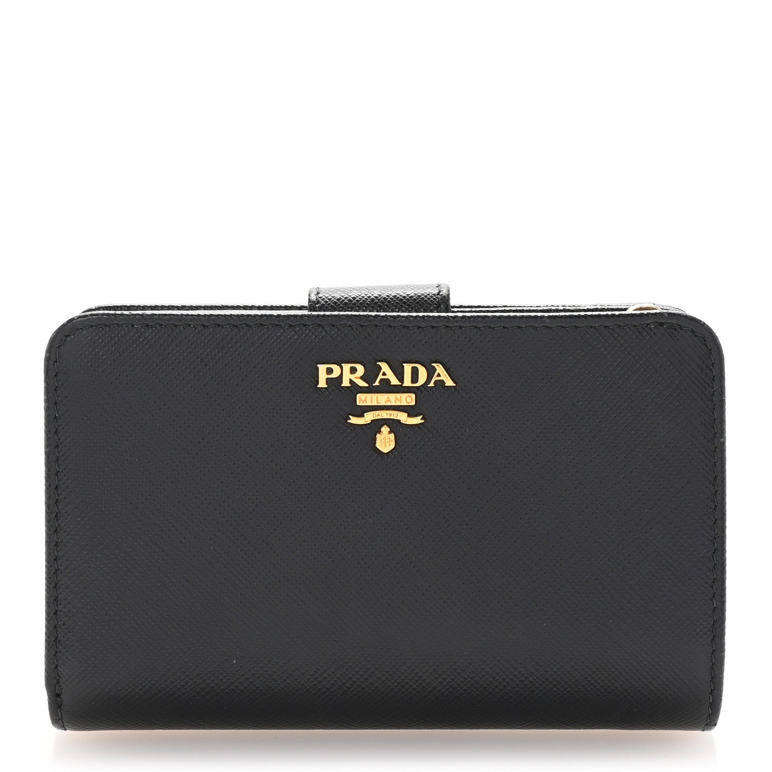 Prada Saffiano Metal Compact Wallet Black 1 of 7