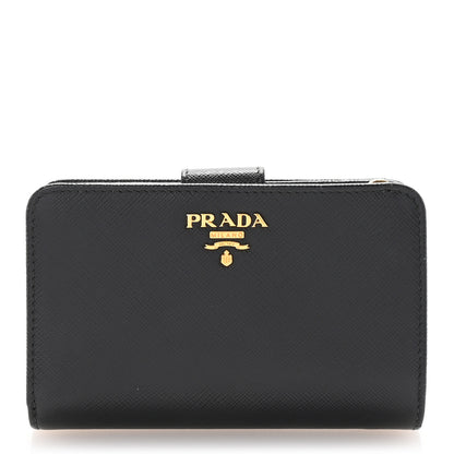 Prada Saffiano Metal Compact Wallet Black 1 of 7