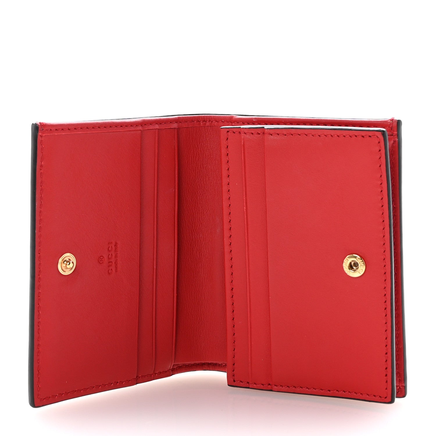 Gucci GG Supreme Monogram Apple Card Case Wallet Beige Multicolor Lobster Red 5 of 8