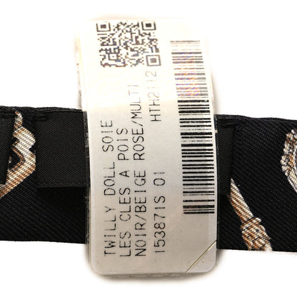 Hermes Silk Les Cles A Pois Doll Twilly Black Beige Rose 4 of 4