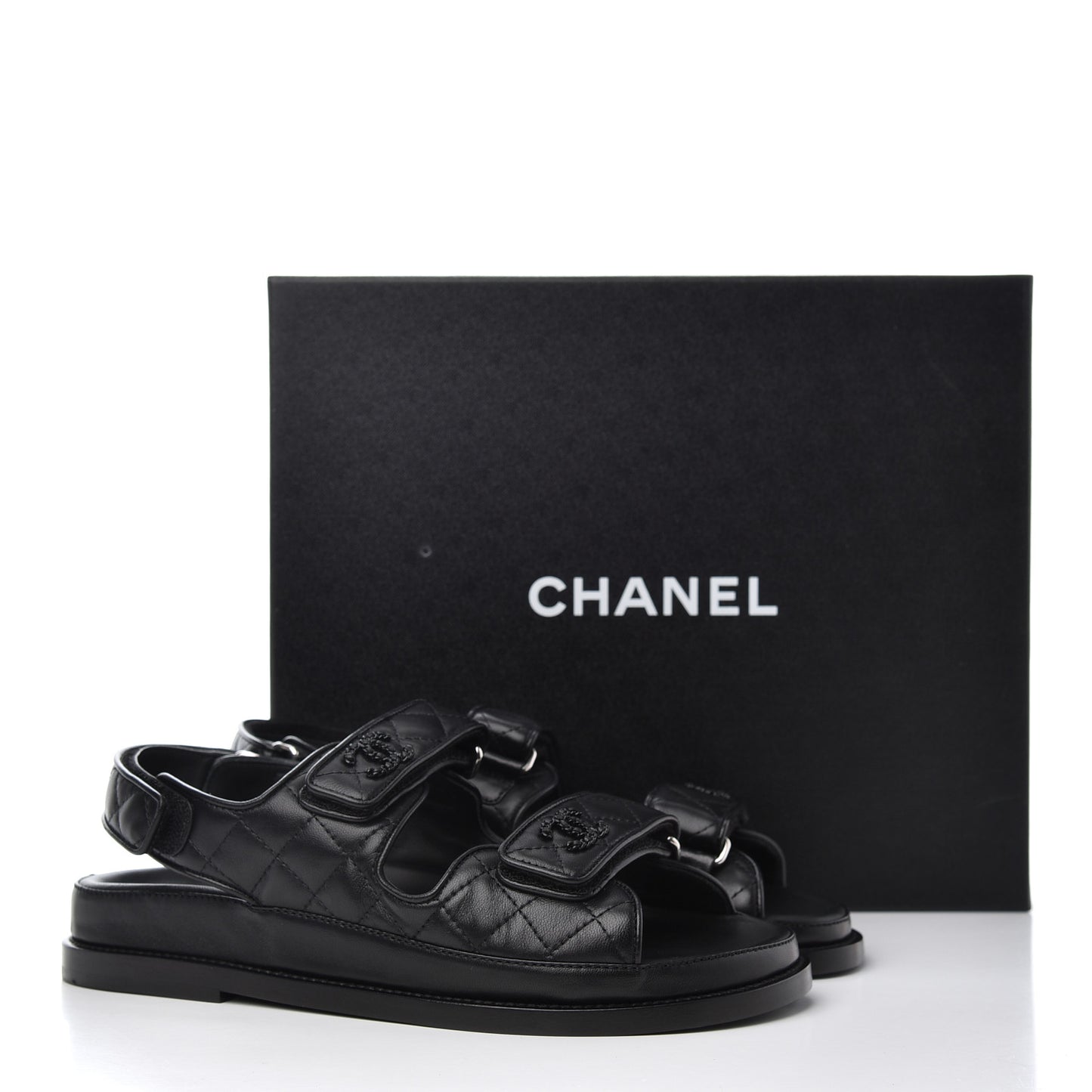 Lambskin Velcro Dad Sandals 37 Black