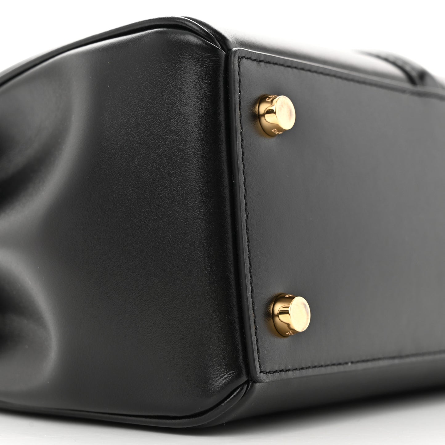 Satinated Calfskin Small 16 Top Handle Bag Black