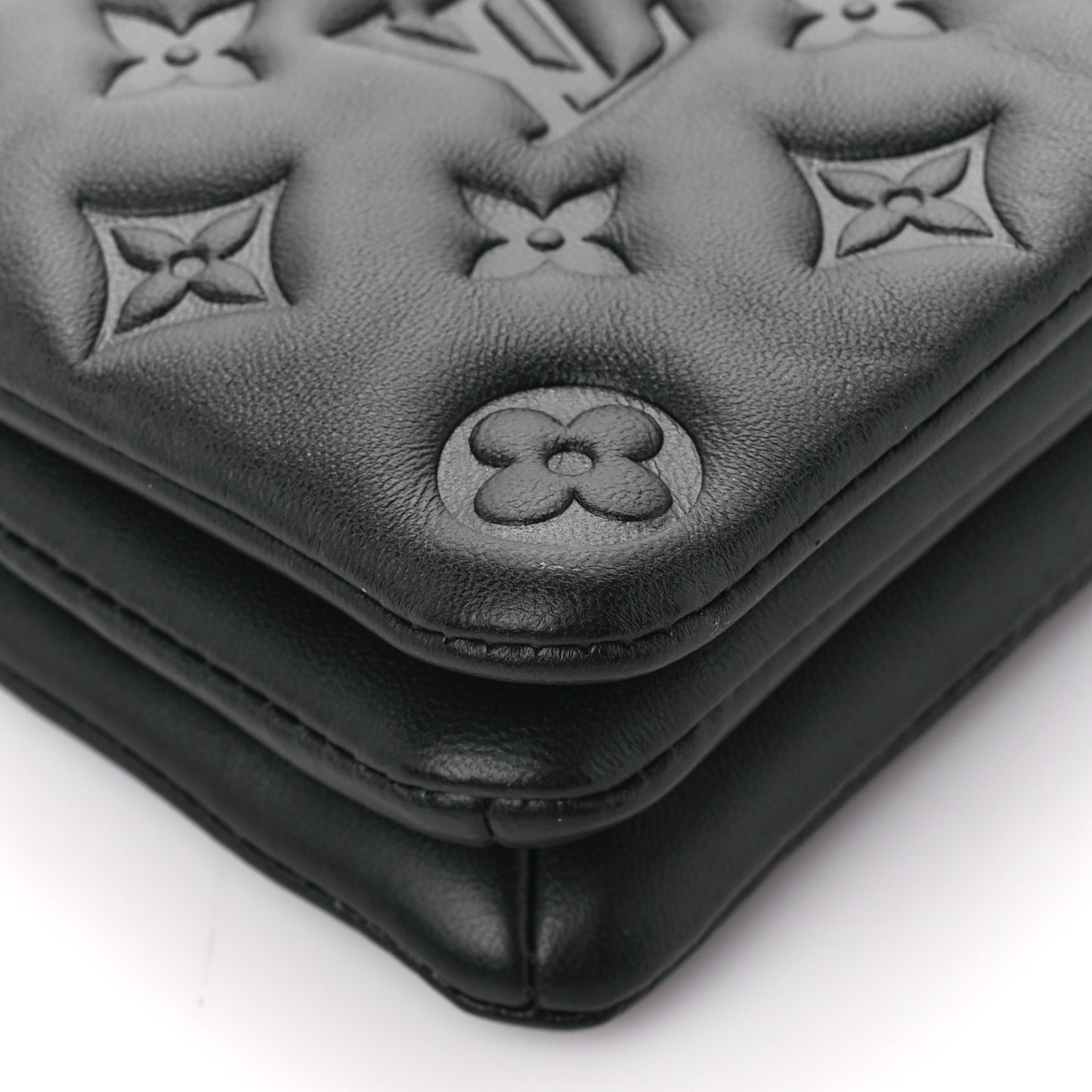 Lambskin Embossed Monogram Pochette Coussin Black