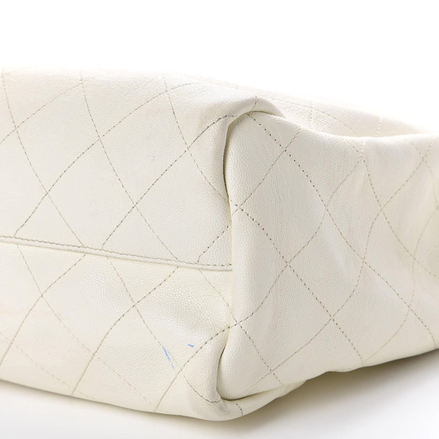 Caviar Stitched Large Shopping Tote White