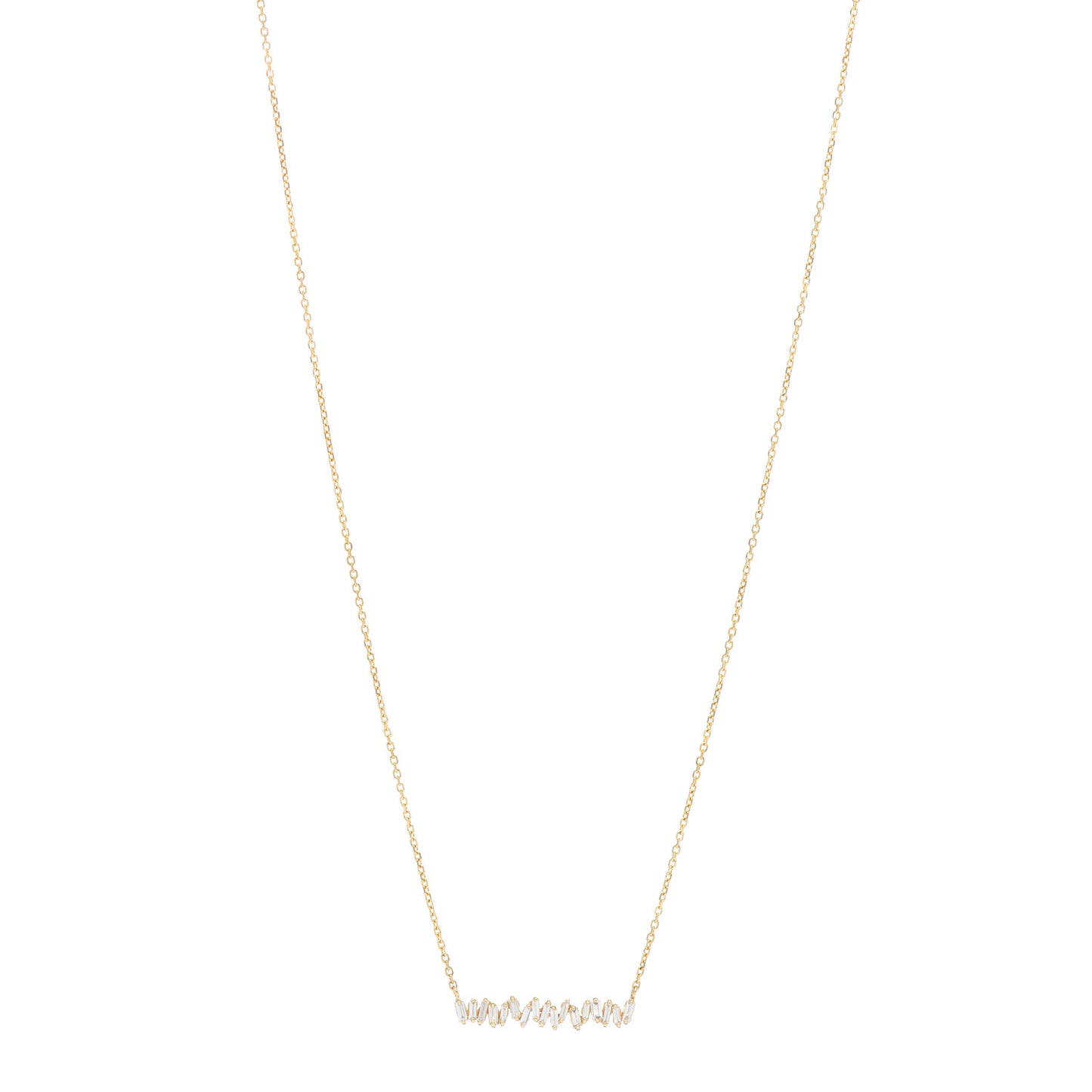 18K Yellow Gold Diamond Classic Fireworks Bar Necklace