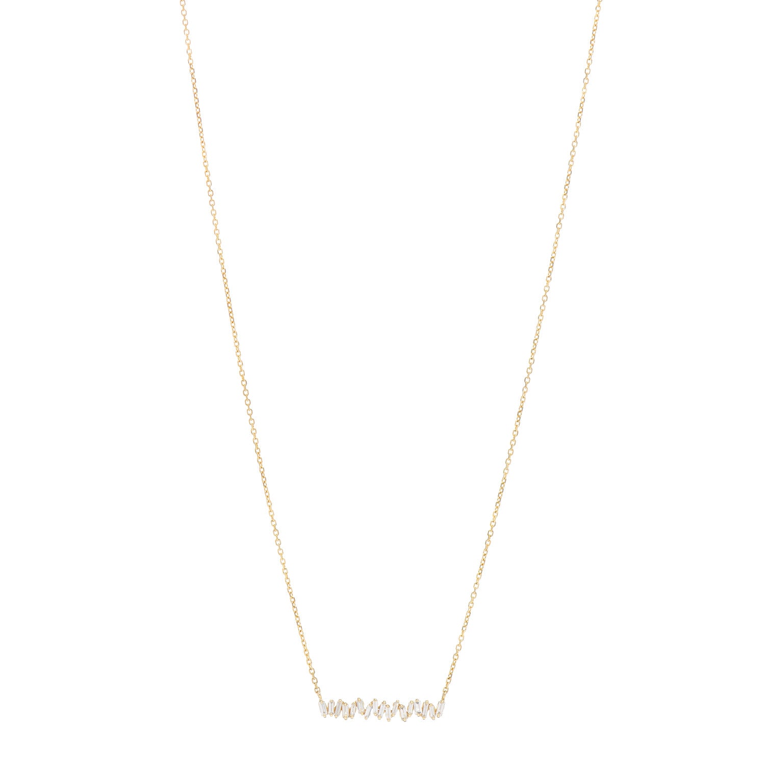 Suzanne Kalan 18K Yellow Gold Diamond Classic Fireworks Bar Necklace 1 of 6