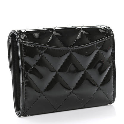 Chanel Patent Quilted Flap Card Holder Wallet Black 3 of 8