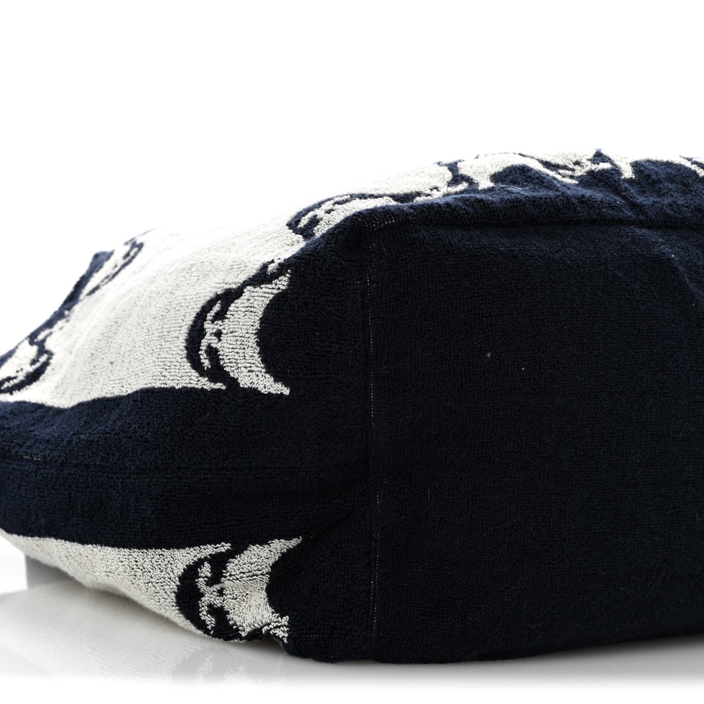Terry Cotton CC Beach Tote Towel Set Ecru Dark Blue