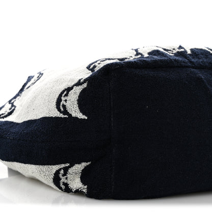 Chanel Terry Cotton CC Beach Tote Towel Set Ecru Dark Blue 10 of 11