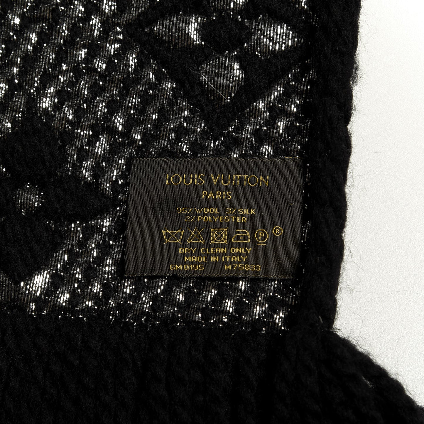 Wool Silk Logomania Shine Scarf Black