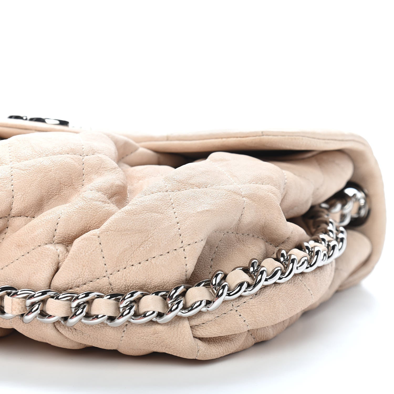 Chanel Washed Lambskin Quilted Medium Chain Around Flap Beige 9 of 9