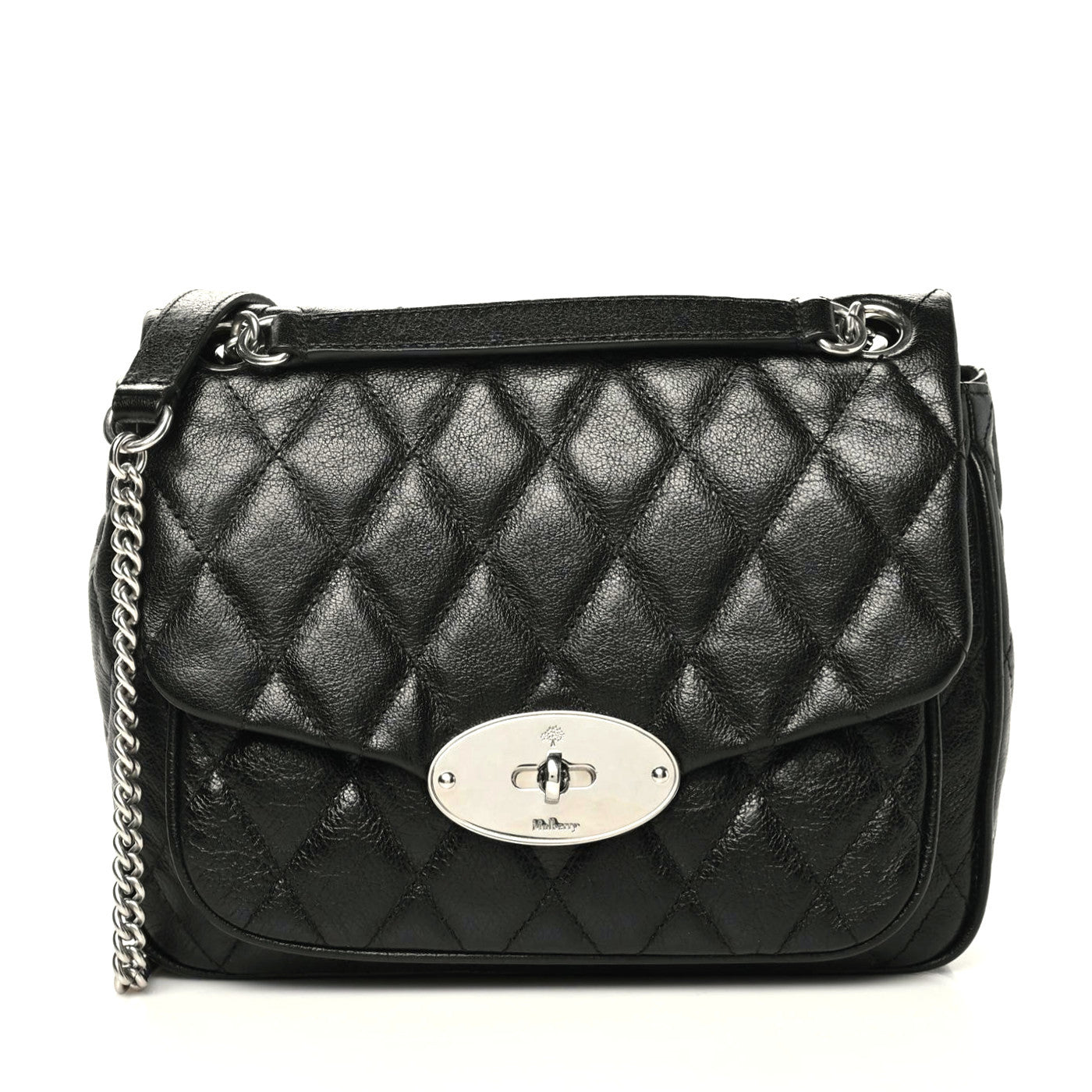 Shiny Buffalo Quilted Small Darley Shoulder Bag Black