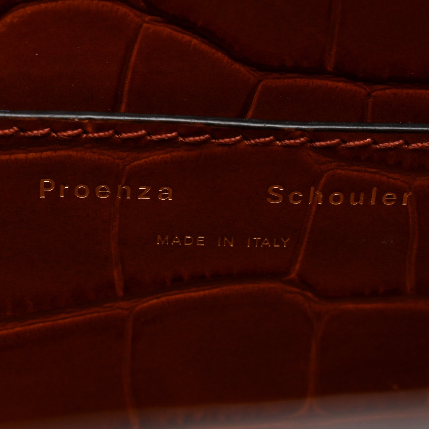 Proenza Schouler Calfskin Crocodile Embossed Small Pipe Bag Chestnut 6 of 13