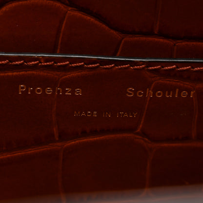 Proenza Schouler Calfskin Crocodile Embossed Small Pipe Bag Chestnut 6 of 13