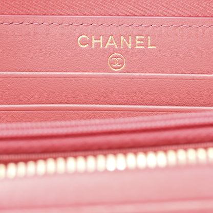 Chanel Caviar Quilted Medium Zip Around Wallet Dark Pink 6 of 8