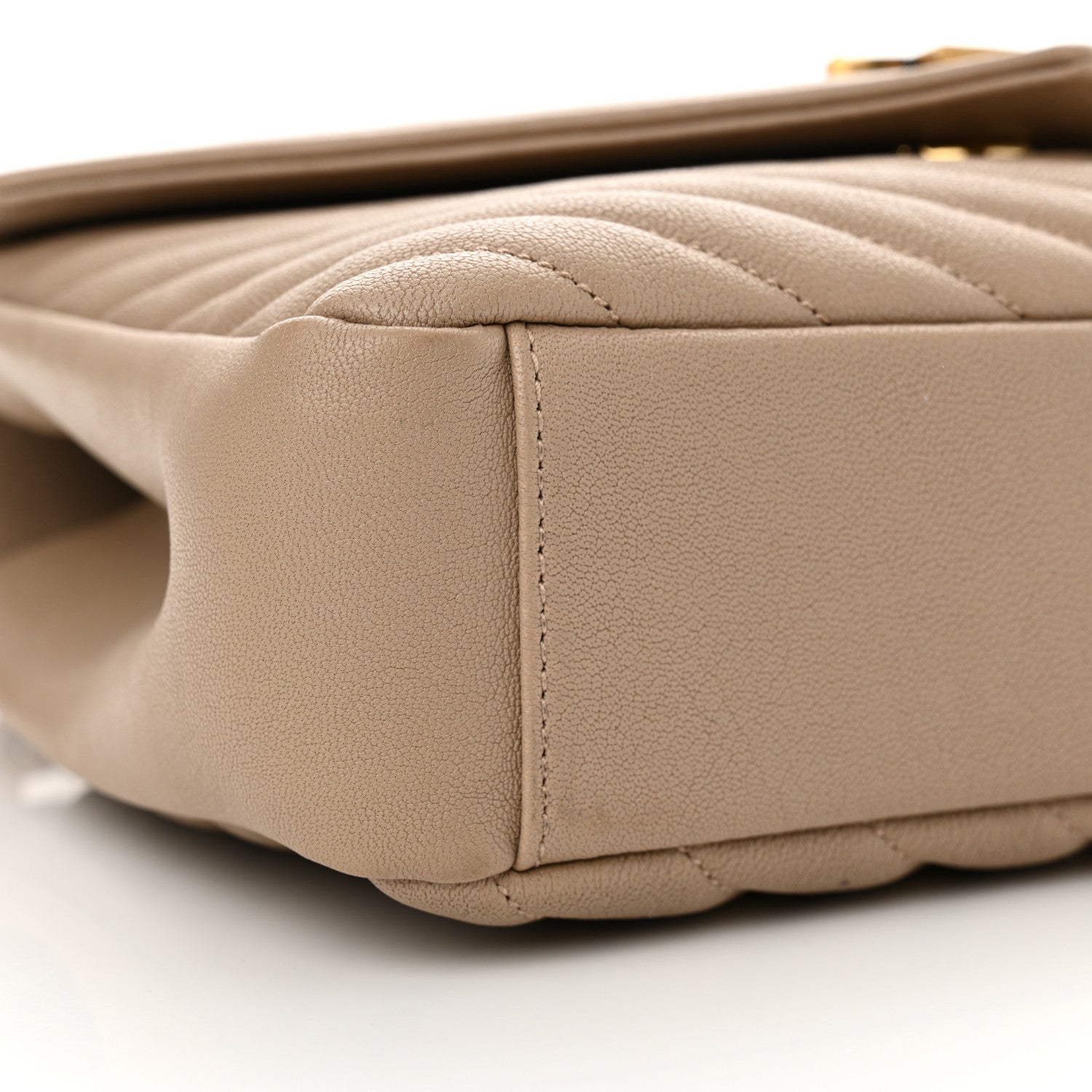 Saint Laurent Sheepskin Matelasse Chevron Monogram Medium College Bag Dark Beige 9 of 13